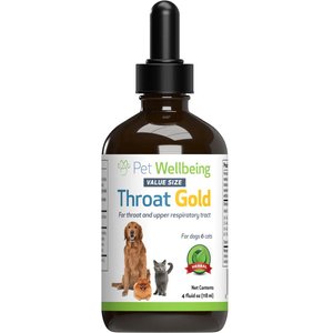 Pet Wellbeing Throat Gold Bacon Flavored Liquid Respiratory Supplement for Dogs & Cats, 4-oz bottle