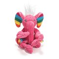 HuggleHounds Rainbow Durable Plush Corduroy Knotties Squeaky Dog Toy, Elephant, Small