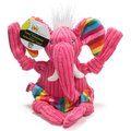 HuggleHounds Rainbow Durable Plush Corduroy Knotties Squeaky Dog Toy, Elephant, Large