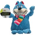 HuggleHounds Rainbow Durable Plush Corduroy Knotties Chesire Cat Squeaky Dog Toy, Large