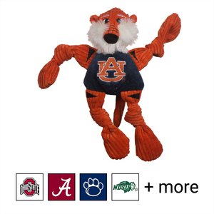 HuggleHounds College Mascot Plush Corduroy Knottie Squeaky Plush Dog Toy, Auburn University, Small 