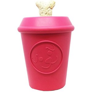 MuttsKickButt Coffee Cup Treat Dispensing Tough Dog Chew Toy, Pink, Medium