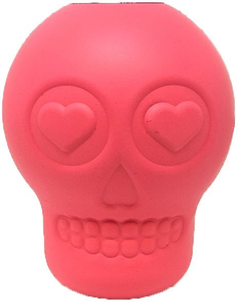 MuttsKickButt Skull Treat Dispensing Tough Dog Chew Toy, Pink, Large slide 1 of 7