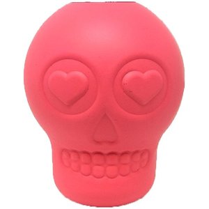 MuttsKickButt Skull Treat Dispensing Tough Dog Chew Toy, Pink, Large