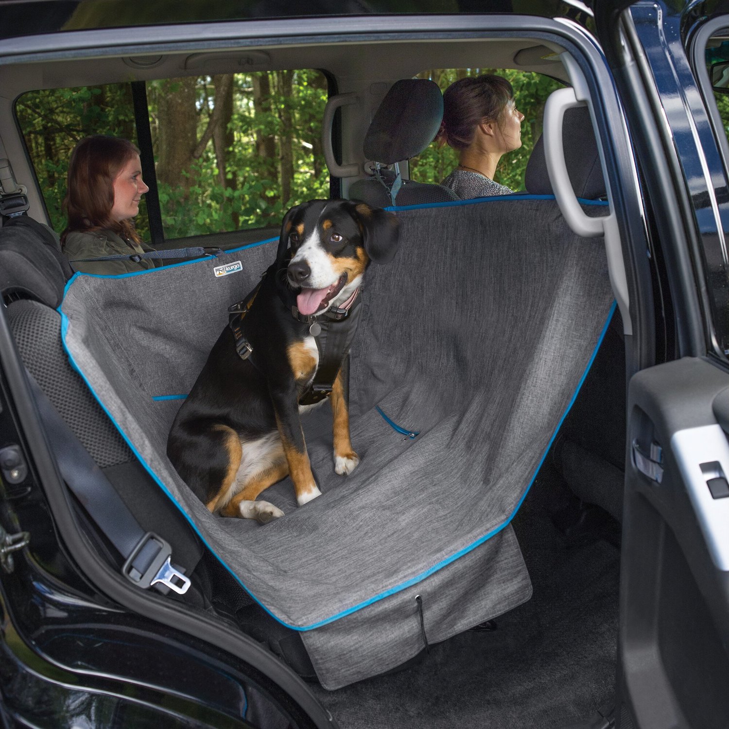 Kurgo Half Hammock Seat Protector Gray Blue Chewy Com - Kurgo Dog Hammock Car Seat Cover For Pets