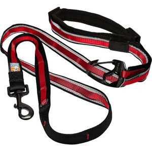 Kurgo Reflect & Protect Quantum Nylon Hands-Free Running Dog Leash, Red, 6-ft long, 1-in wide