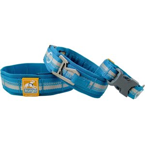 Kurgo RSG Polyester Reflective Dog Collar, Coastal Blue/Charcoal Gray, Small: 10 to 14-in neck, 1-in wide