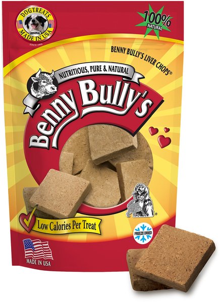 Benny Bullys Liver Chops Freeze-Dried Dog Treats, 2.8-oz bag slide 1 of 3