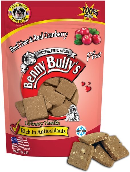 Benny Bullys Plus Beef Liver & Cranberry Freeze-Dried Dog Treats, 2.1-oz bag slide 1 of 3