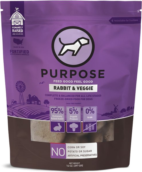 Purpose Rabbit & Veggie Grain-Free Freeze-Dried Dog Food, 14-oz bag slide 1 of 2