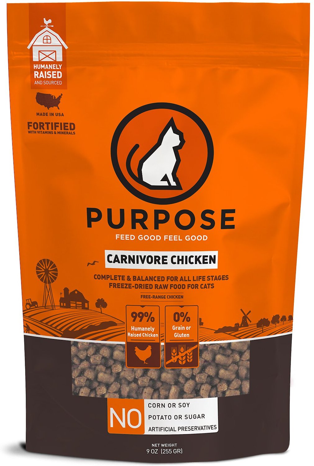PURPOSE Carnivore Chicken FreezeDried Cat Food, 9oz bag