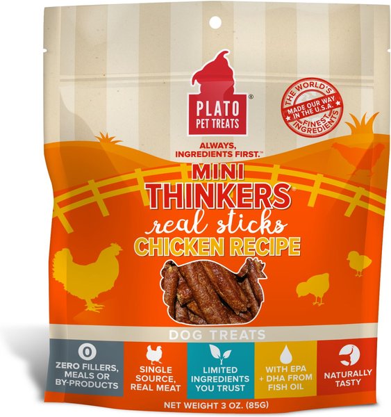 Plato Mini Thinkers Chicken Recipe Dog Treats, 3-oz bag slide 1 of 3