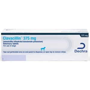 Clavacillin (amoxicillin trihydrate/clavulanate potassium) Tablets for Dogs & Cats, 375-mg, 1 tablet