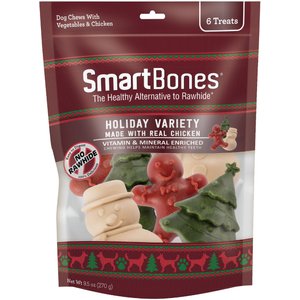SmartBones Holiday Variety Vegetables & Chicken Dog Treats, 6 count