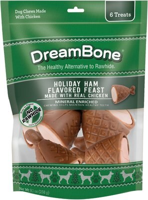 DreamBone Holiday Ham Flavored Feast Dog Treats, 6 count, slide 1 of 1