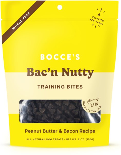 Bocce's Bakery Bac'n Nutty PB & Bacon Training Bites Dog Treats, 6-oz bag slide 1 of 2