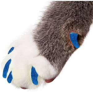 Purrdy Paws Soft Cat Nail Caps, Blue Glitter, Medium, 20 count