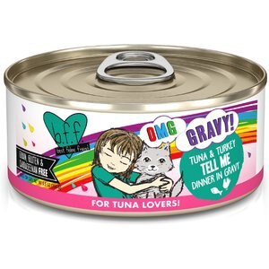 BFF OMG Tell Me! Tuna & Turkey Flavor Wet Canned Cat Food, 5.5-oz can, case of 8