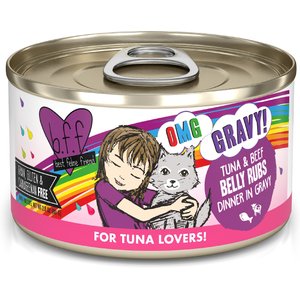 BFF OMG Belly Rubs! Tuna & Beef Wet Canned Cat Food, 2.8-oz can, case of 12