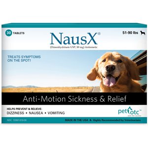 Pet OTC NausX Medication for Motion Sickness for Large Breed Dogs, 30 count