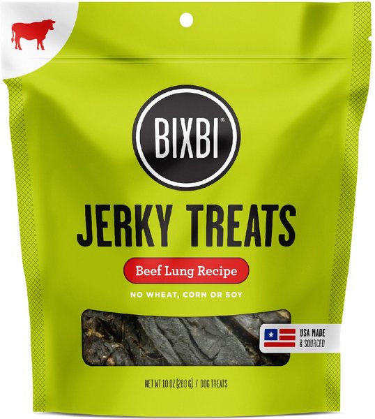 BIXBI Jerky Treats Beef Lung Recipe Dog Treats, 10-oz bag slide 1 of 2
