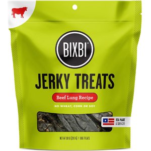 BIXBI Jerky Treats Beef Lung Recipe Dog Treats, 10-oz bag