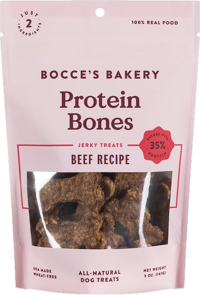 Bocce's Bakery Protein Bones Beef Recipe Dog Jerky Dog Treats, 5-oz bag slide 1 of 3