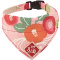 Necoichi Kimono Bandana Cotton Breakaway Cat Collar with Bell, Pink, 8.2 to 13.7-in neck, 2/5-in wide