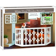 Etna Flower Cut Out Design Adjustable Wooden Pet Gate, White