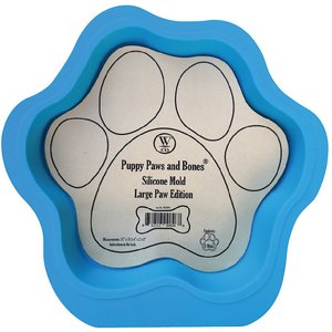Win&Co Puppy Paws & Bones Silicone Paw Edition Baking Mold, Blue