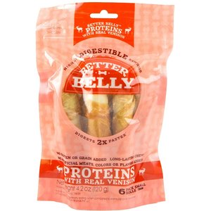 Better Belly Proteins Real Venison Flavor Rawhide Small Roll Dog Treats, 6 count