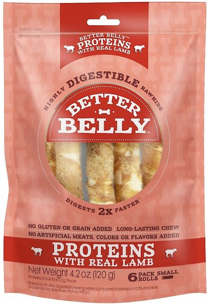 Better Belly Proteins with Real Lamb Flavor Rawhide Roll Dog Treats, 6 count slide 1 of 7