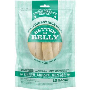 Better Belly Spearmint Flavor Rawhide Roll Dog Treats, 10 count, Small