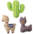 Pet Shop by Fringe Studio A Whole Llama Fun Cactus Squeaky Plush Mini Dog Toys, 3 count