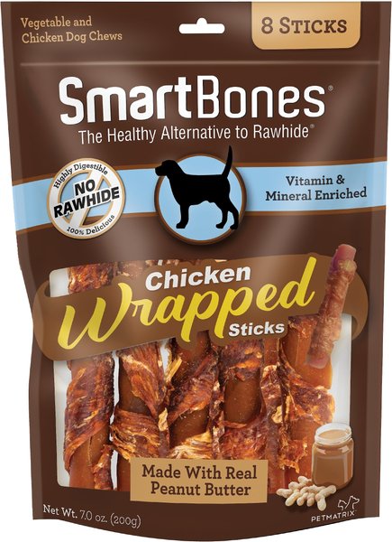 SmartBones Chicken Wrapped Sticks Peanut Butter Flavor Dog Treats, 8 count slide 1 of 5