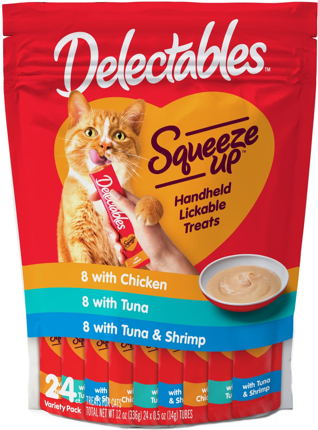 HARTZ Delectables Squeeze Up Variety Pack Lickable Cat Treats, 24 count