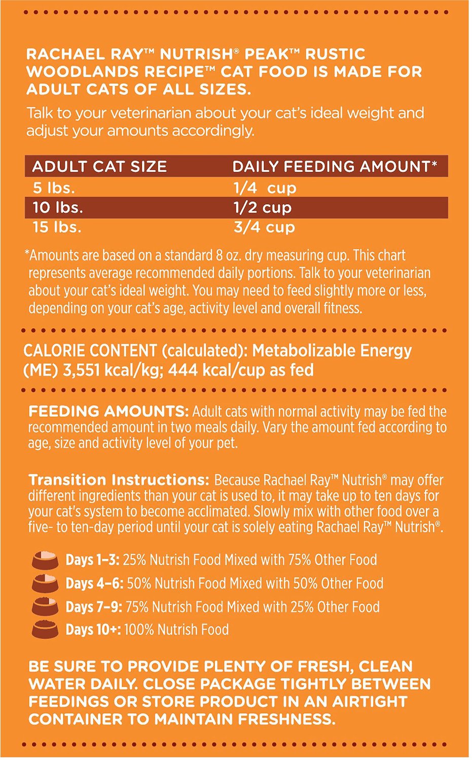 Dry Cat Food Calorie Chart