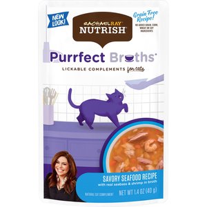 Rachael Ray Nutrish Purrfect Broths Savory Seafood Wet Cat Food, 1.4-oz, case of 24