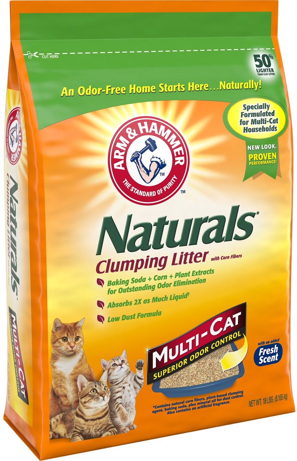 ARM & HAMMER Litter Naturals Scented Clumping Corn Cat Litter, 18lb