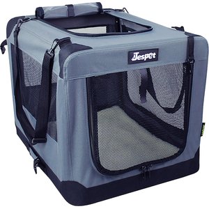 Jespet 3-Door Collapsible Soft-Sided Dog Crate, Grey, 36 inch