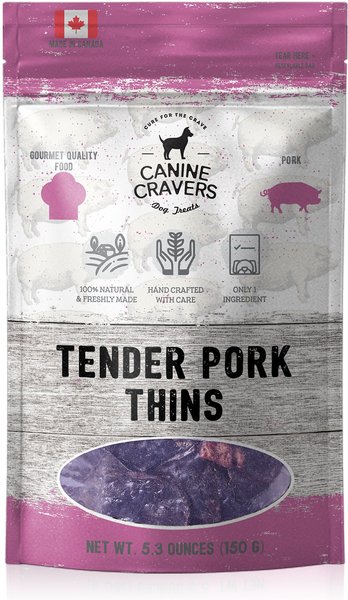 Canine Cravers Tender Pork Thins Dehydrated Dog Treats, 5.3-oz pouch slide 1 of 6