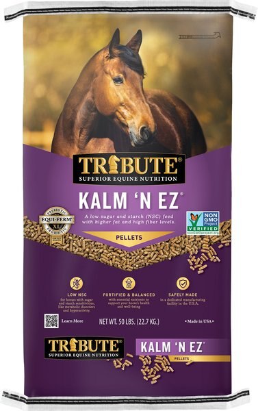 Tribute Equine Nutrition Kalm 'N EZ Pellet Low-NSC, Non-GMO Horse Feed, 50-lb bag slide 1 of 4