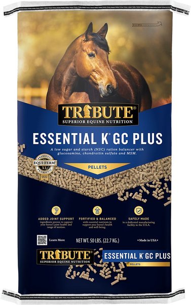 Tribute Equine Nutrition Essential K GC Plus Low-NSC, Joint Support Horse Feed, 50-lb bag slide 1 of 5