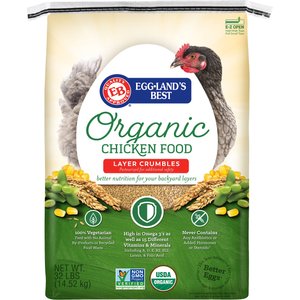 Eggland's Best 17% Protein Organic Layer Crumbles Chicken Feed, 32-lb bag