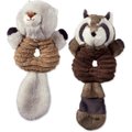 Bone Dry Squirrel & Raccoon Squeaky Plush Ring Dog Toys, 2 count