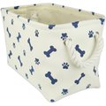 Bone Dry Paw & Bone Print Rectangle Dog Storage Bin, Nautical Blue