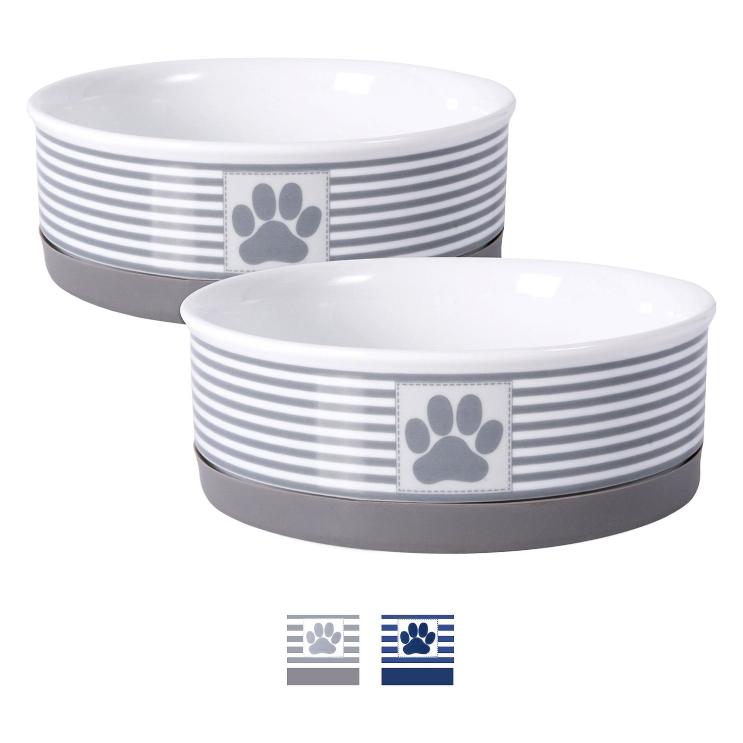 Bone Dry Striped Dog Bowl Set