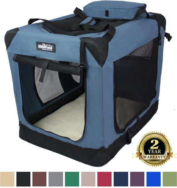 EliteField 3-Door Collapsible Soft-Sided Dog Crate, Blue Gray, 20 inch slide 1 of 7