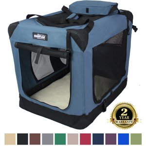 EliteField 3-Door Collapsible Soft-Sided Dog Crate, Blue Gray, 20 inch