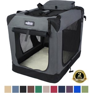 EliteField 3-Door Collapsible Soft-Sided Dog Crate, Gray, 24 inch